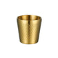 Gold hammered stainless steel double-wall tea mug, round top, no handle