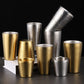 Hammer-finish stainless steel double-layer tea mugs, silver and gold set