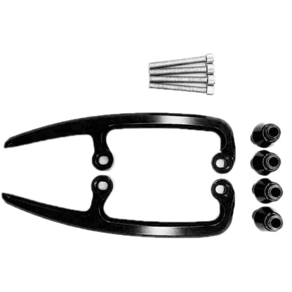 Black motorcycle rear seat armrest pull bow set with mounting screws and bushings