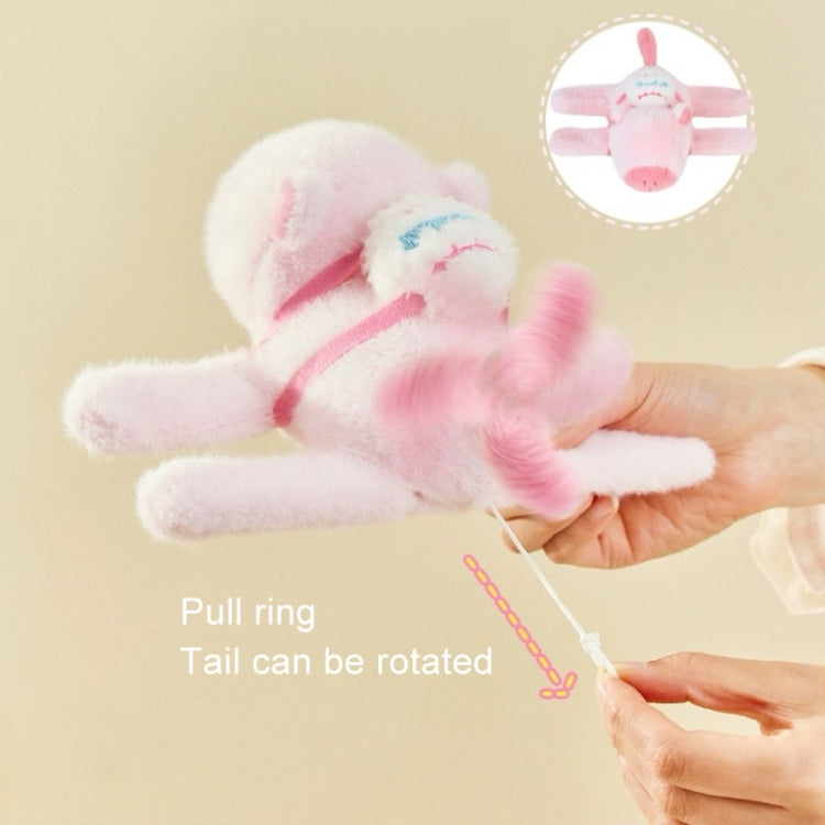 Pink plush dolphin snap-ring bracelet, pull ring for rotating tail