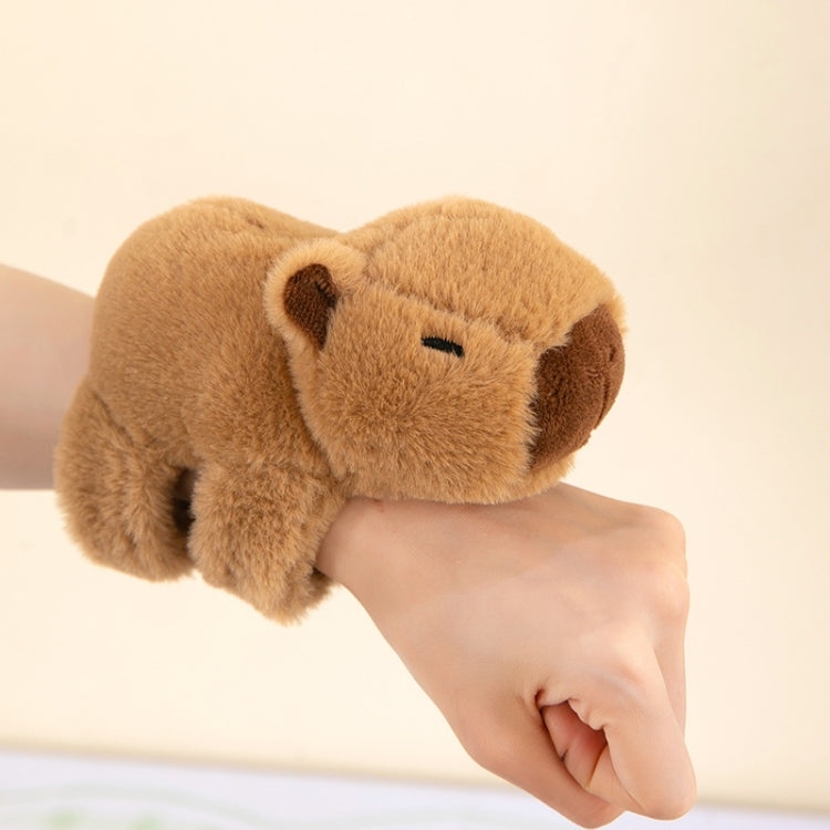 Brown plush turtle snap-ring bracelet with pull ring
