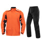 Motorcycle raincoat suit, orange zip jacket and matching waterproof pants