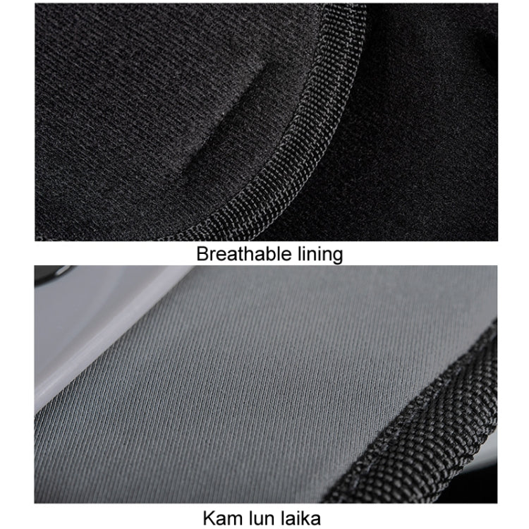 Breathable gray lining fabric for motorcycle protective pads, close-up