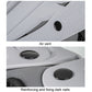 White pad shell with air vent holes and dark rivets, gray backing lining