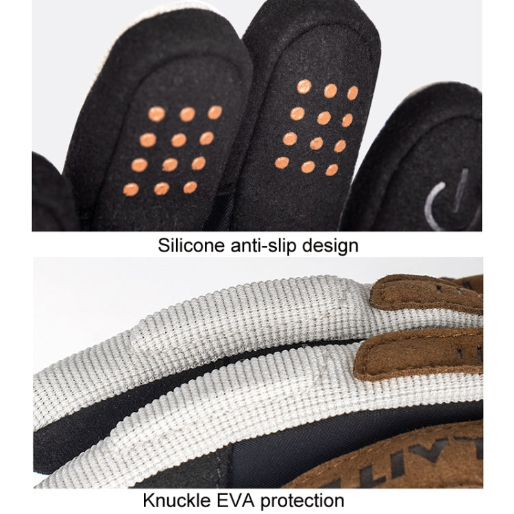 Motorcycle riding gloves with touchscreen fingertips and silicone anti-slip grip