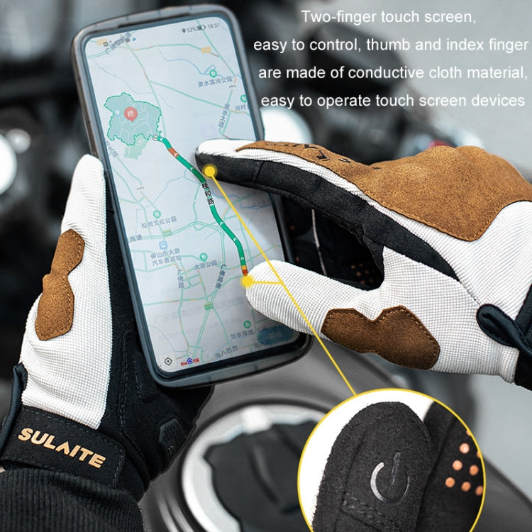 Motorcycle riding gloves with touchscreen tips and breathable full-finger design