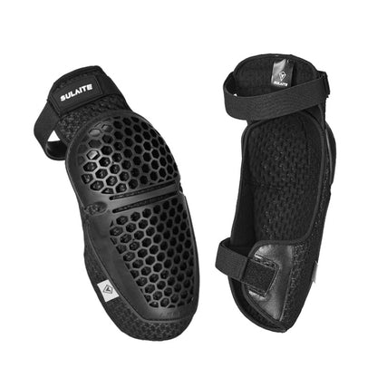 Black honeycomb ventilation knee and elbow protective pads with adjustable straps