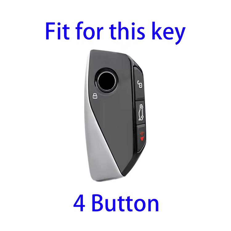 Gray key protection cover for a 4-button key fob, showing button layout and strap