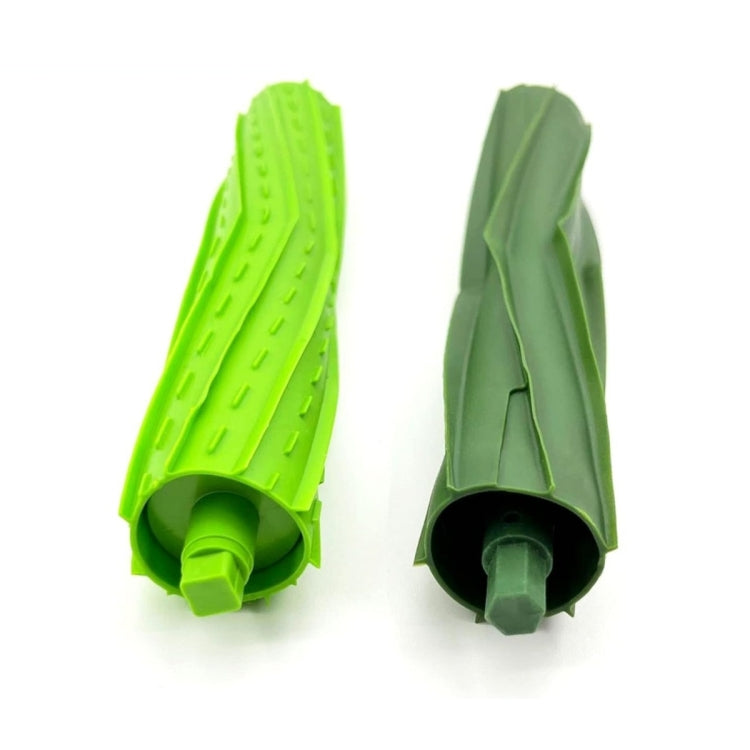 Two green main brush rollers with bristles for robot vacuum replacement.