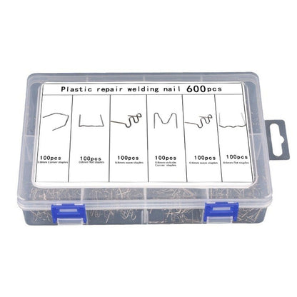 Plastic repair welding nail box, 600pcs assortment in clear organizer case