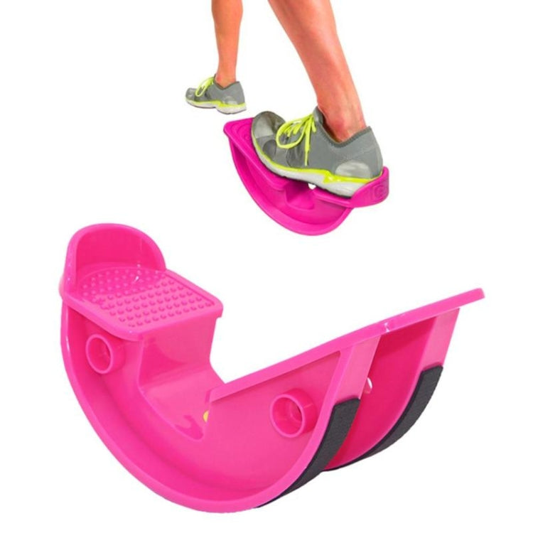 Rose pink ankle stretch massage pedal with textured foot platform and curved base