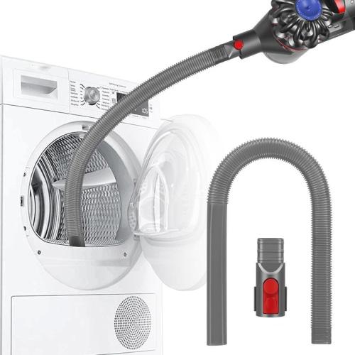 Vacuum dryer vent cleaner kit with gray corrugated hose and gray nozzle attachment