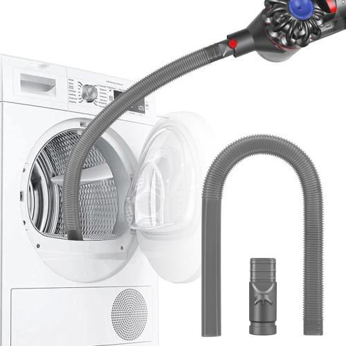 Vacuum dryer vent cleaner kit with gray corrugated hose and gray connector attachment
