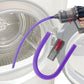 Vacuum dryer vent cleaner kit, purple hose with gray connector for cleaning dryer interior