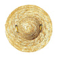 Woven straw pet sun hat with eyelet grommets and curled brim, tan