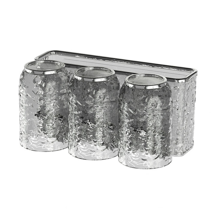 Bathroom Toothbrush Organizer Household Multifunctional Storage Rack : Transparent Gray Three-Cup Design for Hygienic, Space-Saving, and Stylish Toothbrush and Accessory Organization in Modern Bathrooms