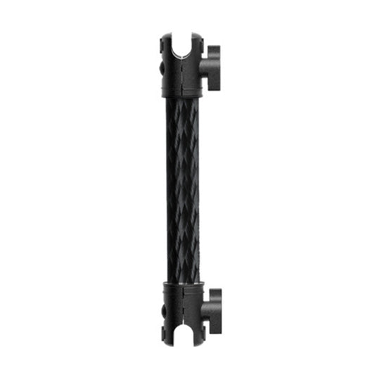 Black double-jointed carbon fiber car phone mount extension arm with mounting clips