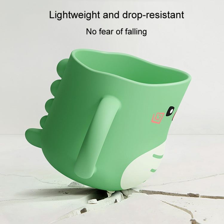 Green dinosaur baby cup with thick sides for drop resistance