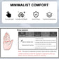 Motorcycle riding glove size chart and minimalist comfort feature icons
