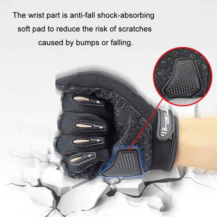 Black anti-fall motorcycle gloves with padded knuckles and textured palm insert