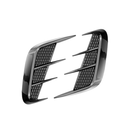 Car fender decorative air vent grille sticker, glossy bright black with diamond mesh