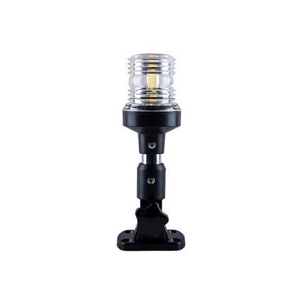 LED yacht anchor light with clear lens and black mounting base