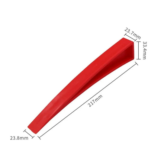 Red plastic dent repair support clip with size diagram, 2.3 in x 8.3 in