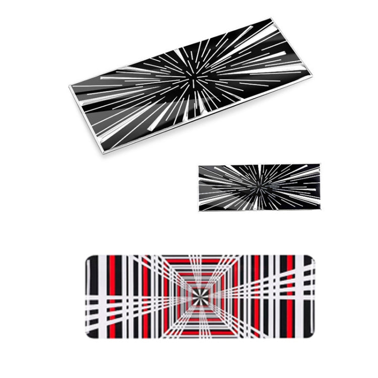 Metal car tail decoration label set: angled rectangle with time tunnel starburst pattern