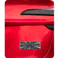 Metal car tail decoration label on red bumper, black-and-white time tunnel starburst
