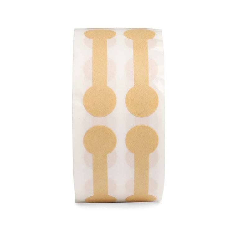 Natural kraft paper sticker roll with tan jewelry tag icons