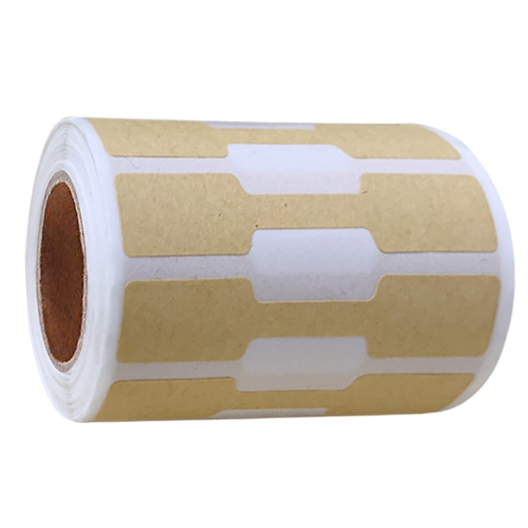Roll of kraft paper price stickers with gold and white label shapes