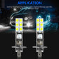 Two H1/H3 LED fog light bulbs with yellow LED square chips on metal bases