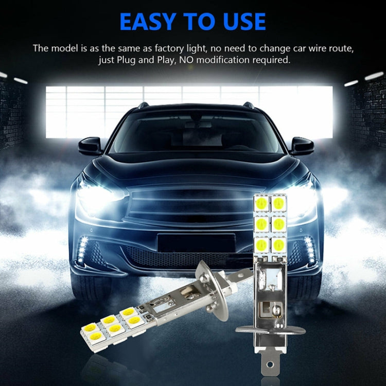 Installed H1/H3 LED fog light bulb showing yellow LED array on metal base
