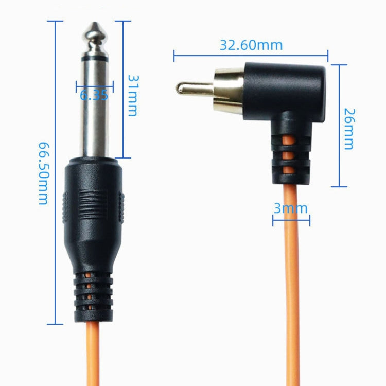 Orange RCA-to-3.5mm cable with black elbow connector and molded strain relief