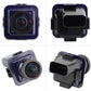 Reversing assist camera with blue housing showing front lens and rear connector