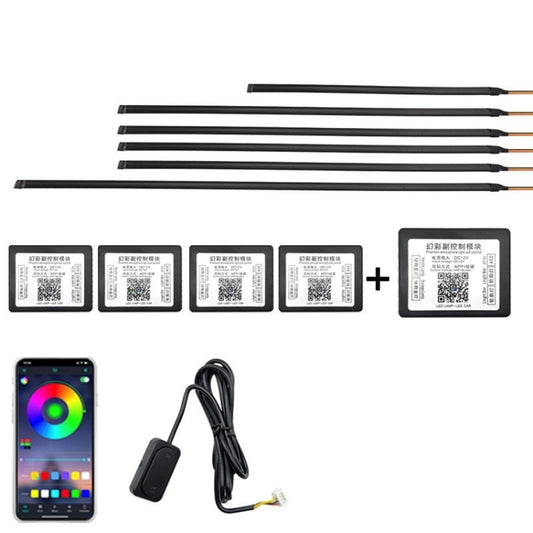 Car RGB LED light strip kit with multiple flexible bars and controller module