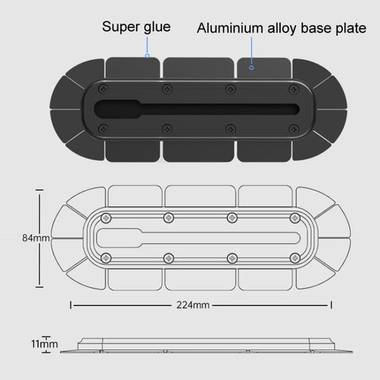 SUV Car Modified Central Control Bracket Base Slider, Paste Rail Base, Screw Rail Base, Paste Elliptical Base, 1 inch Rail Ball Head