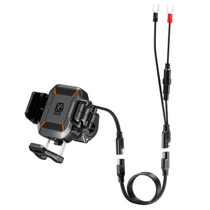 Outdoor motorcycle wireless charger phone mount with anti-theft clamp, black design