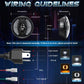 7-inch round LED headlight with front fan pattern and side profile view