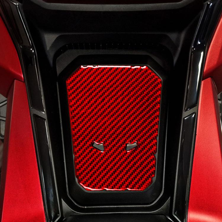 Red carbon-fiber fuel tank sticker with two cutout holes