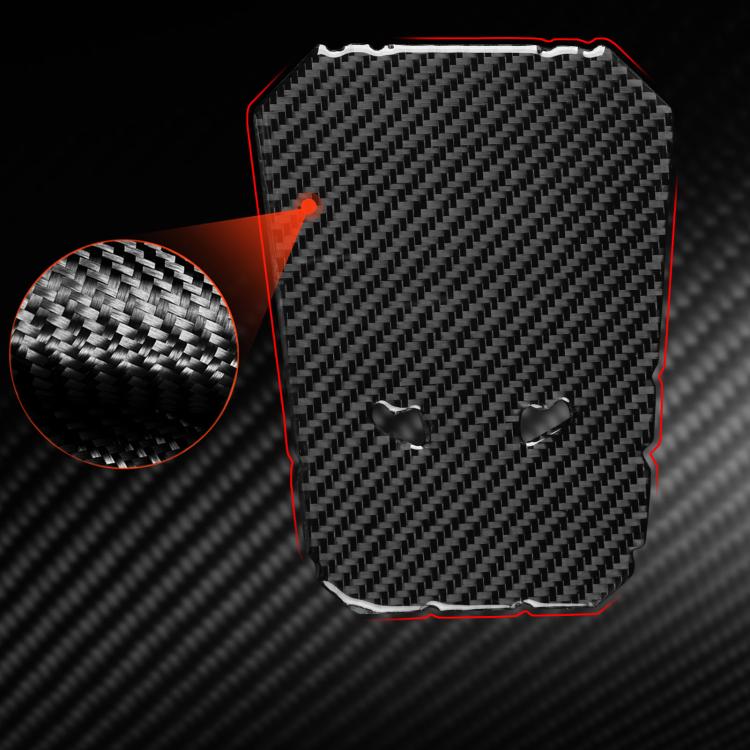 Black carbon-fiber fuel tank sticker with two cutout holes, textured weave