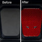 Red carbon-fiber fuel tank sticker with two cutout holes