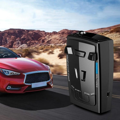 Black car lidar speed detector with display panel and side mounting bracket