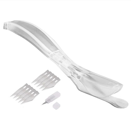 Transparent car film cutter tool with blade holder and included replacement blades