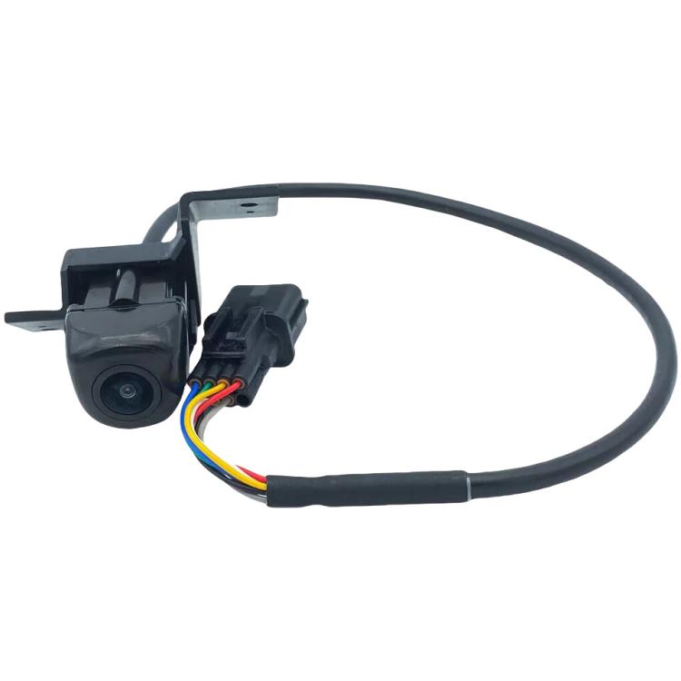 Reversing assist camera module with color-wire connector and black mounting tabs