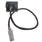 Rearview camera housing with black cable and white connector