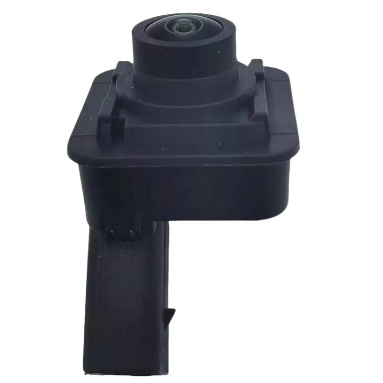 Front view car camera with circular lens, black rectangular body