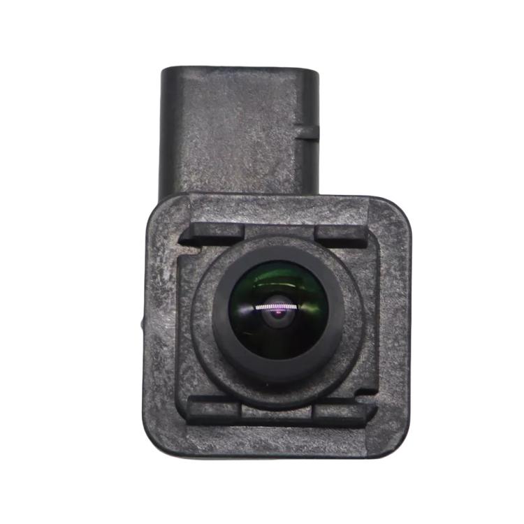 Reversing assist camera with square frame and green-tinted lens