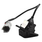 Reversing assist camera bracket with attached cable and gray connector, black housing