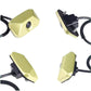 Reversing assist camera kit with gold housings and black wiring, mounting hardware
